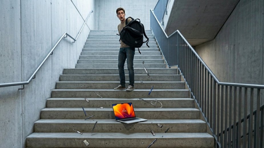 MacBook Pro spadł ze schodów. Oto skutki