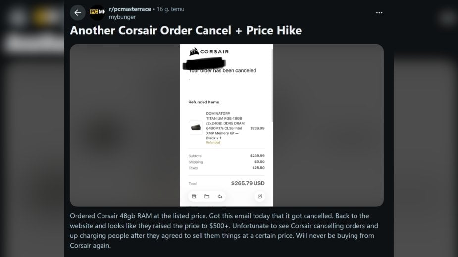 Kupiłeś tani RAM od Corsair RAM? Zapomnij o zamówieniu, wszystkie anulowali