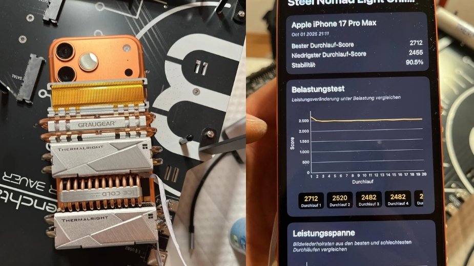 Ustabilizował iPhone 17 Pro Max… pięcioma radiatorami M.2