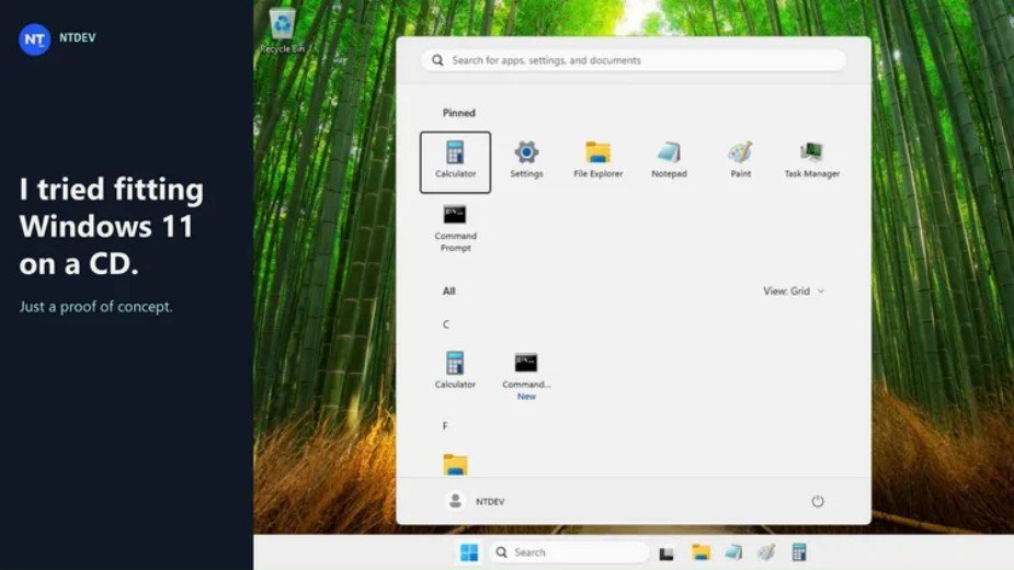 Windows 11 na płycie CD-ROM. Uruchamia pulpit i aplikacje