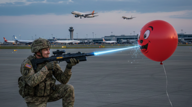 Alarm i zamknięcie lotniska. Bo wojsko strzelało laserem w balony