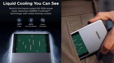 Ugreen pokazało powerbank z chłodzeniem cieczą. Przez obudowę widać płyn