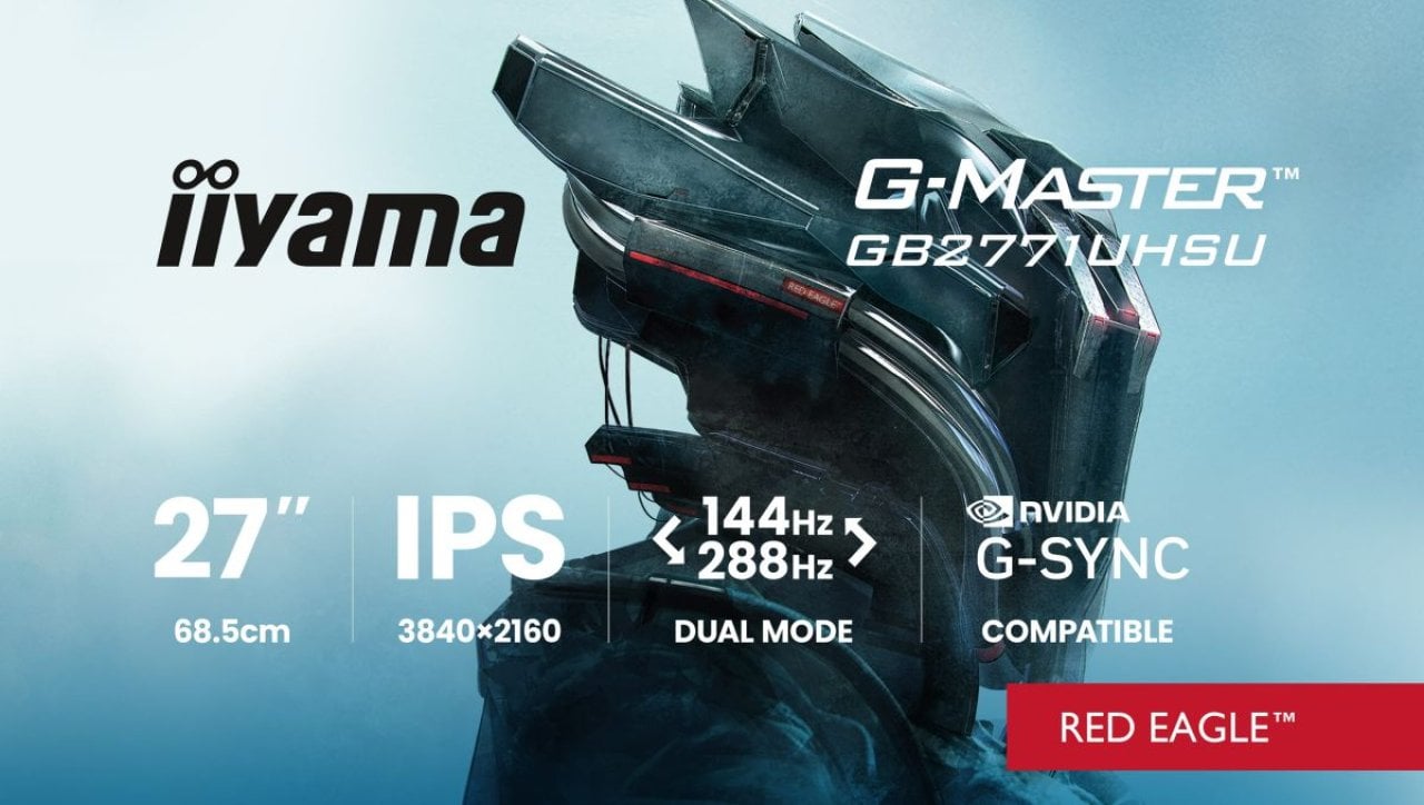 Iiyama prezentuje monitor z Dual Mode 4K 144 lub Full HD 288 Hz. G-Master Red Eagle GB2771UHSU-B1