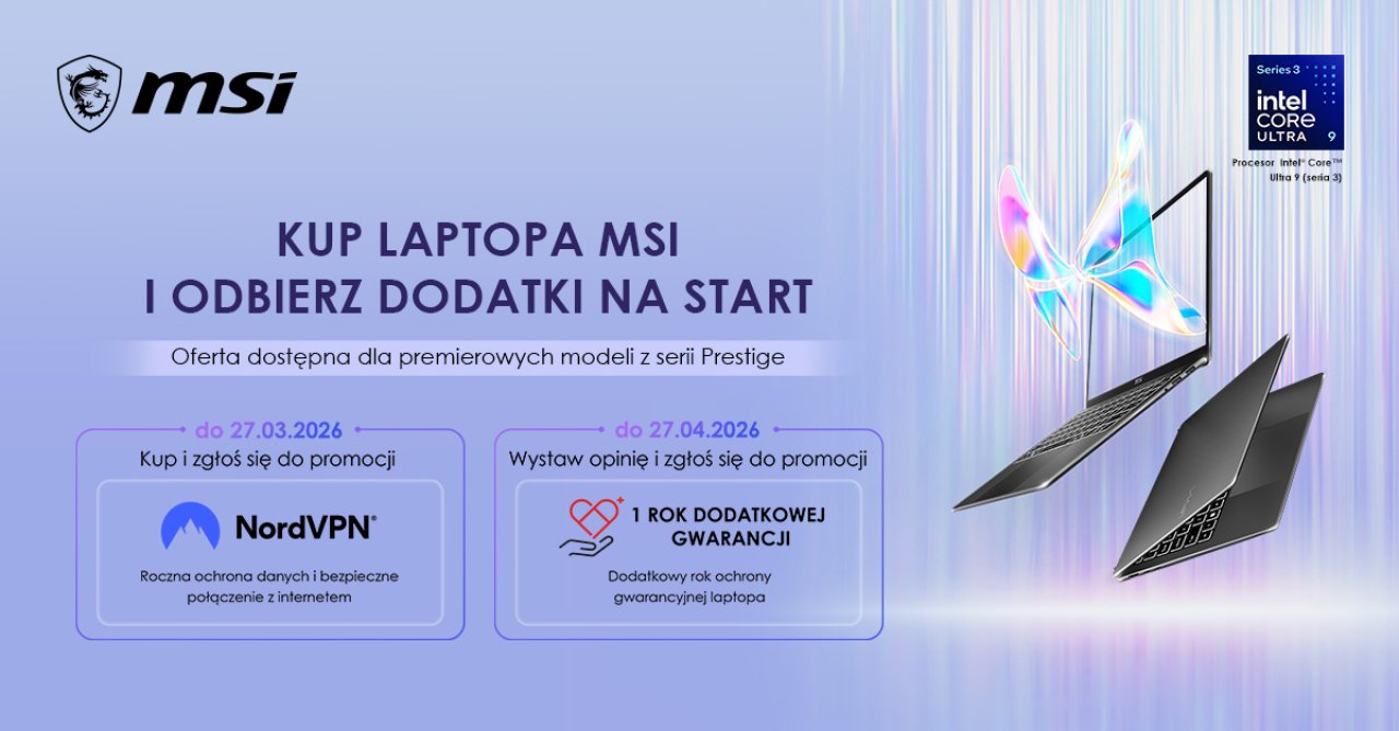 Premiera nowej serii Prestige AI+ MSI - lekkie laptopy z wytrzymałymi bateriami