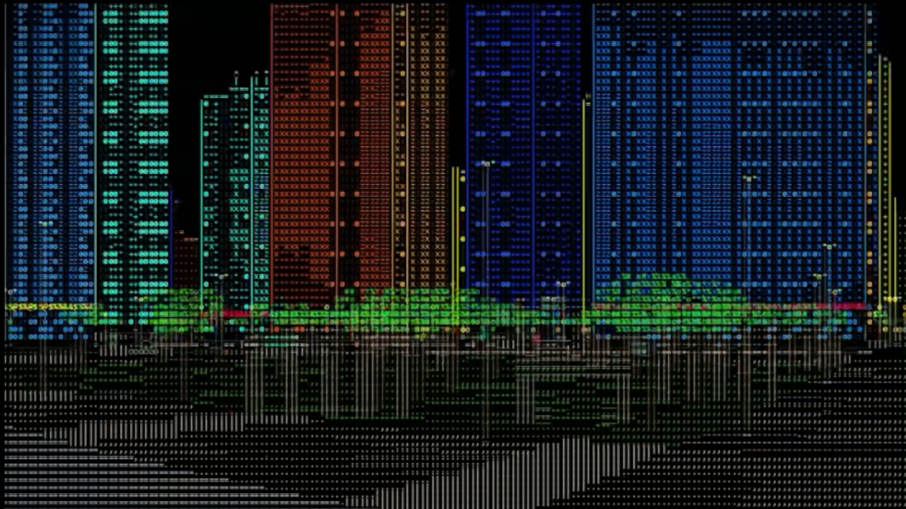 Cyberpunkowe miasto bez grafiki 3D jest możliwe! Cały świat zbudowano ze znaków ASCII