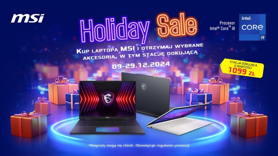 Holiday Sale. Kup laptopa MSI i otrzymaj wybrane akcesoria, w tym stację dokującą