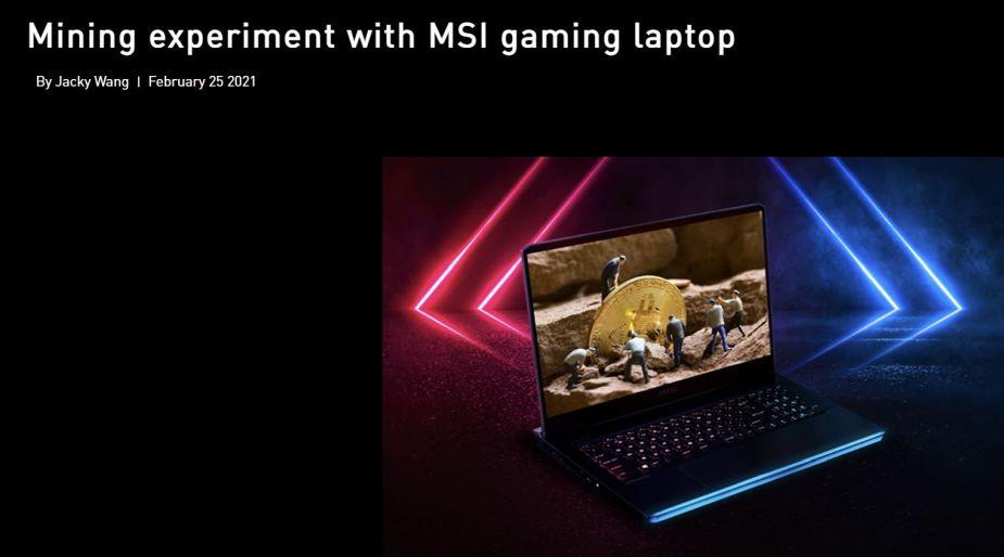 MSI promuje swoje gamingowe laptopy, jako sprzęt do... kopania kryptowalut