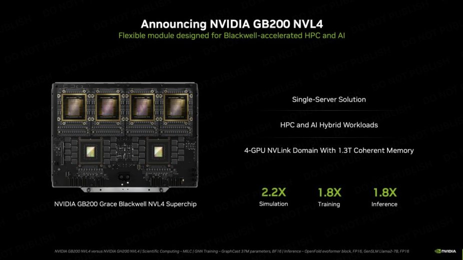 NVIDIA ogłasza potężne GB200 NVL4 z 4 GPU Blackwell i 2 CPU Grace. TDP to aż 5400 W