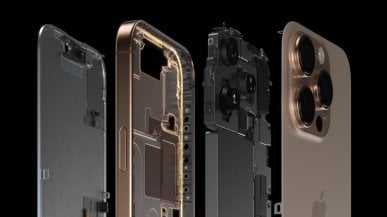 iPhone 16 Pro rozebrany na części. W środku pojawia się osobliwy komponent