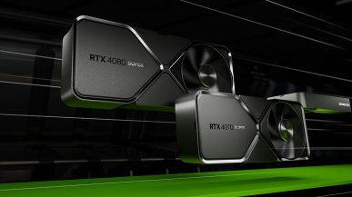 GeForce RTX 40 SUPER - slajd pokazuje wzrosty wydajności i opłacalność nowych kart