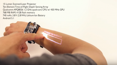 LumiWatch - smartwatch zmieniający skórę w ekran dotykowy