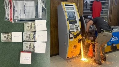 Policja bierze sprawy w swoje ręce. Rozcięli podejrzany bankomat, żeby odzyskać pieniądze