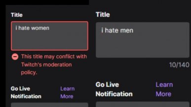 Twitch cenzuruje "nienawidzę kobiet". Nienawiść do mężczyzn jest już jednak w porządku