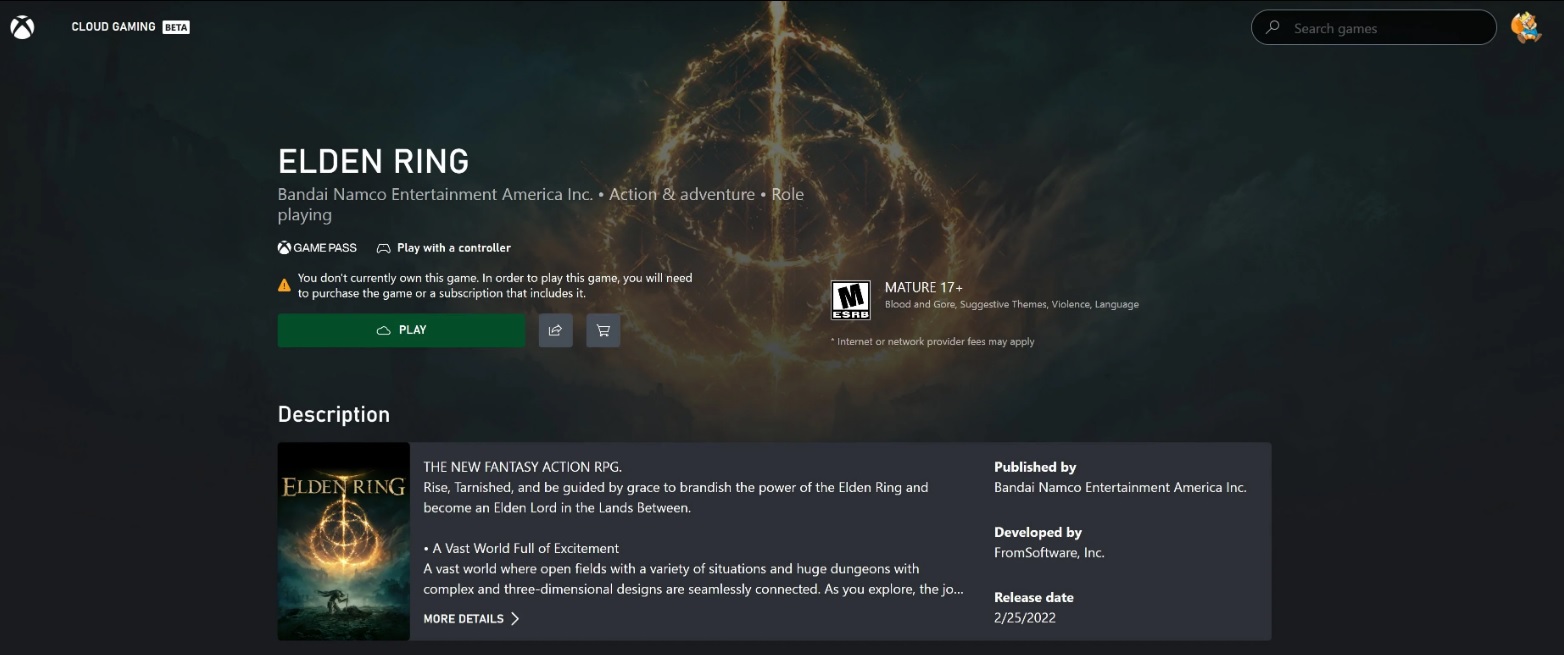 Elden Ring w Xbox Game Pass