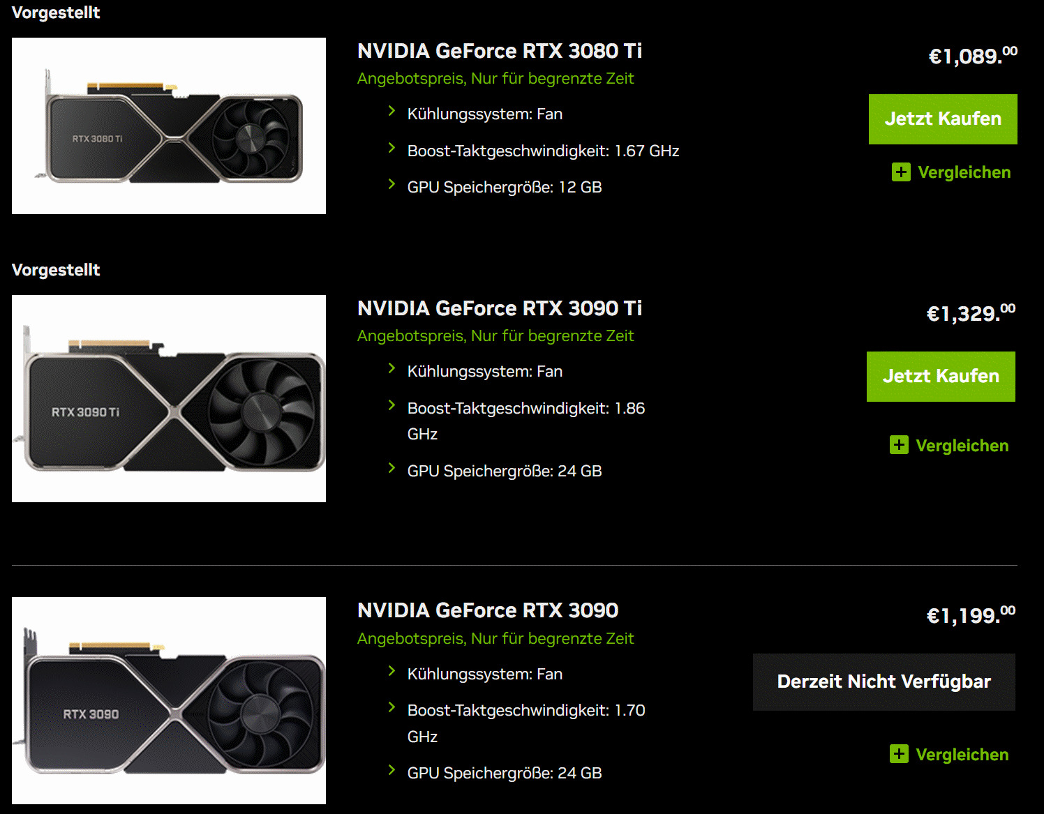 Obniżki cen kart NVIDIA GeForce RTX 3000