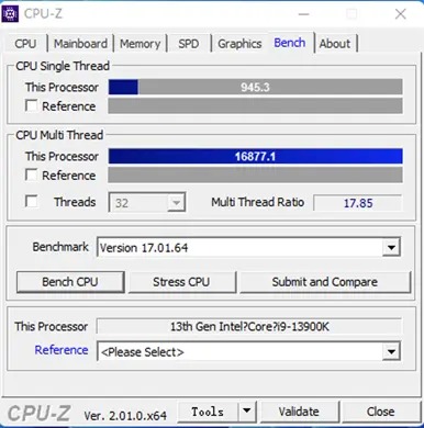 Intel Core i9-13900K CPU-Z