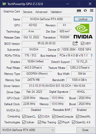 NVIDIA GeForce RTX 4090 FE AD102-301