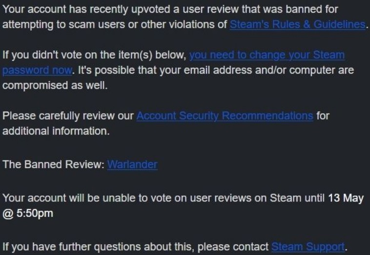 Steam ban za recenzję