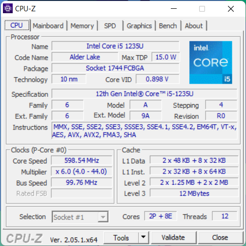 MSI Modern 15 CPU