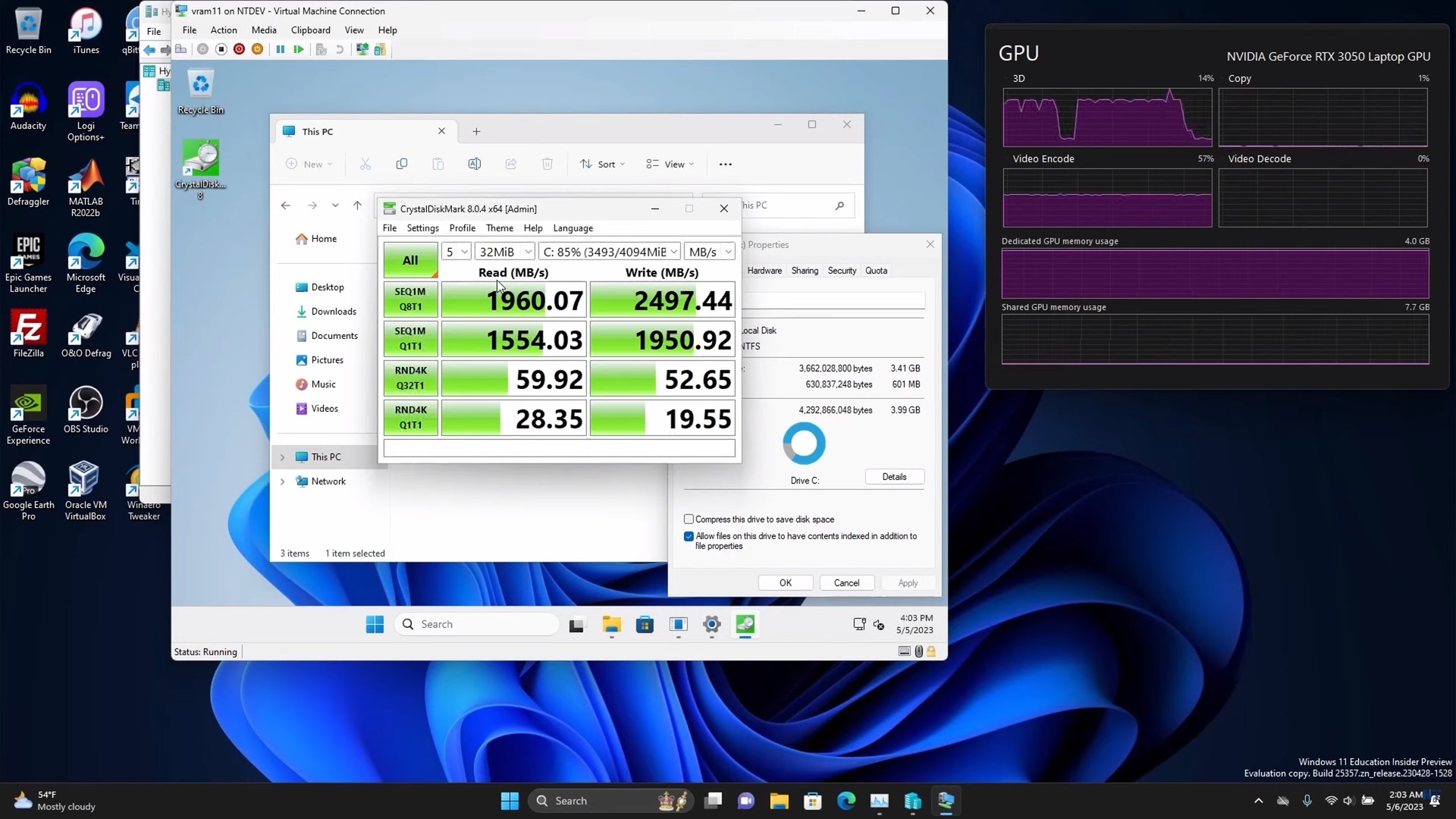 Windows 11 w pamięci karty graficznej - benchmark