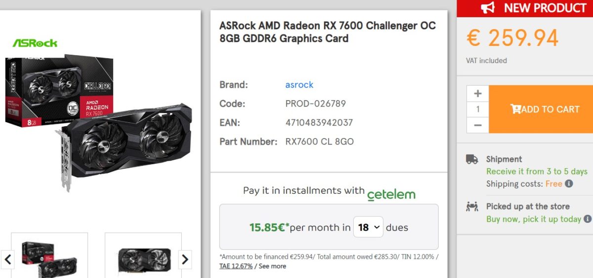 Radeon RX 7600 - cena poniżej MSRP - VideoCardz