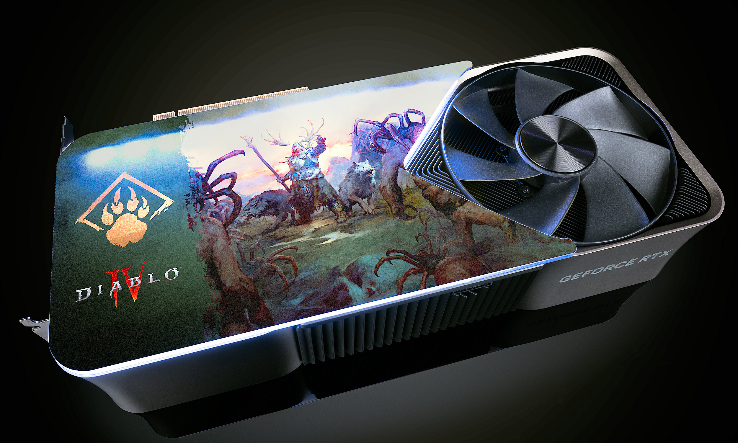 GeForce RTX 4080 z customowym backplatem z motywem Diablo 4