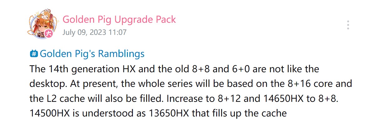 Informacje o 14. generacji Intela z serii HX