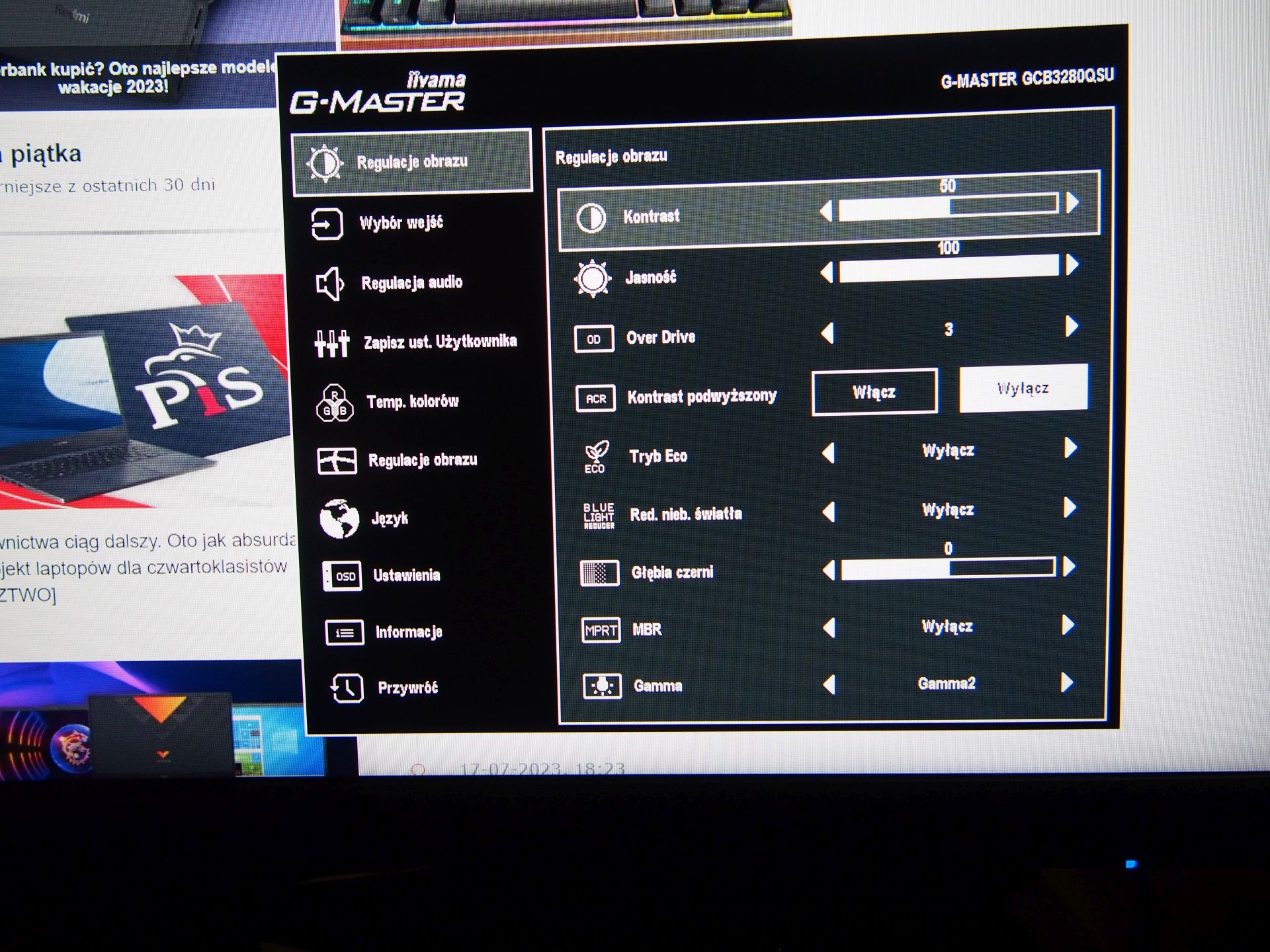iiyama G-Master GCB3280QSU-B1 Red Eagle - menu ekranowe (OSD)