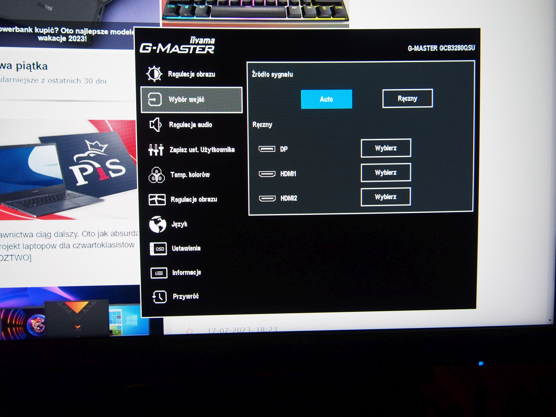 iiyama G-Master GCB3280QSU-B1 Red Eagle - menu ekranowe (OSD)