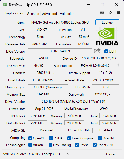 NVIDIA GeForce RTX 4050 Laptop