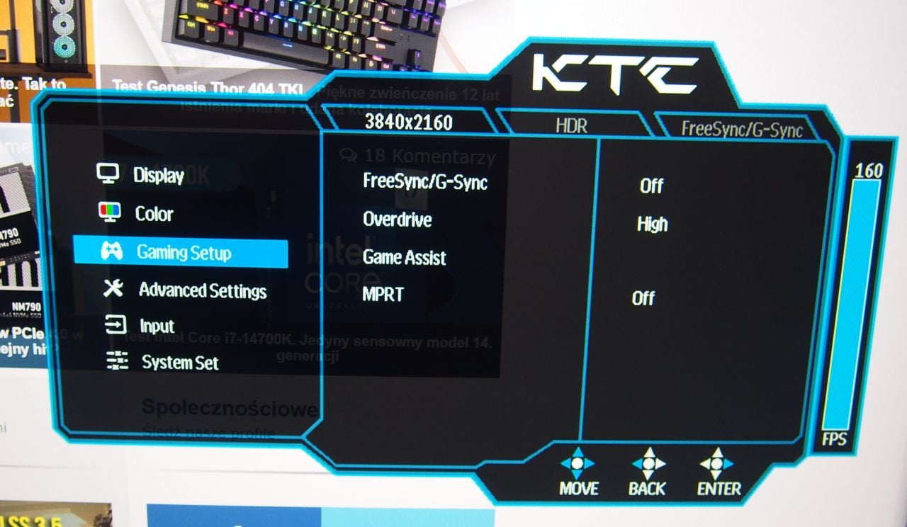  KTC M27P20 Pro - menu ekranowe (OSD)