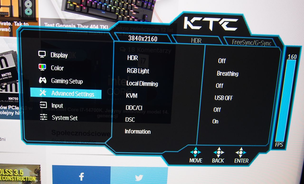  KTC M27P20 Pro - menu ekranowe (OSD)