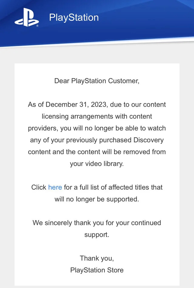 PlayStation zabierze klientom zakupione tytuły Discovery i nie zwróci pieniędzy