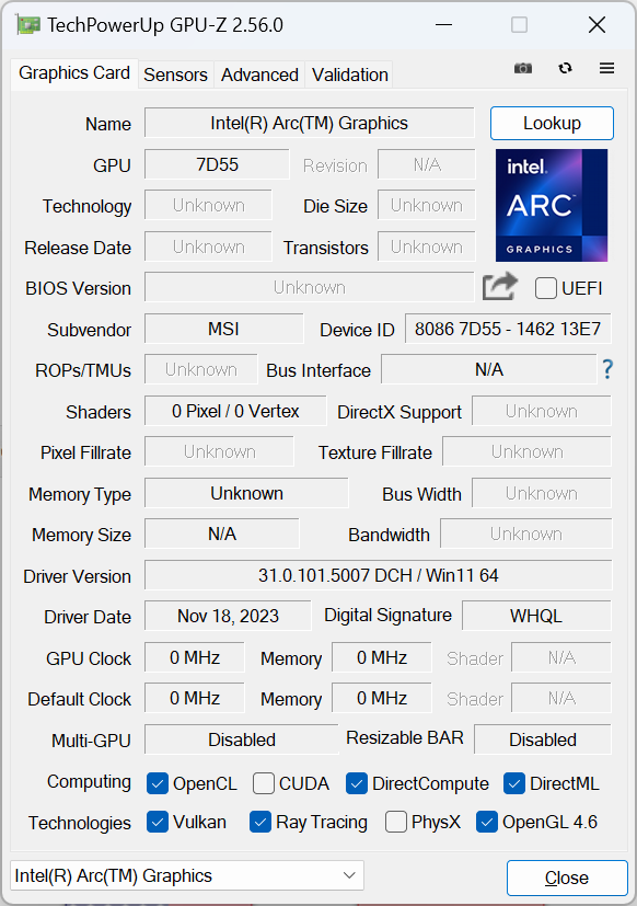 Intel Core Ultra 7 155H 