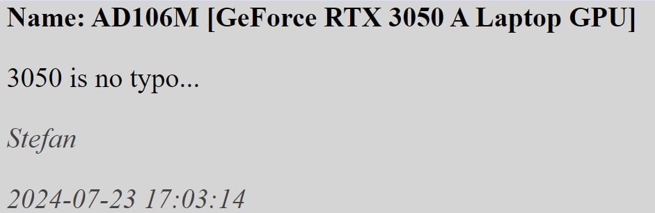 GeForce RTX 3050 A