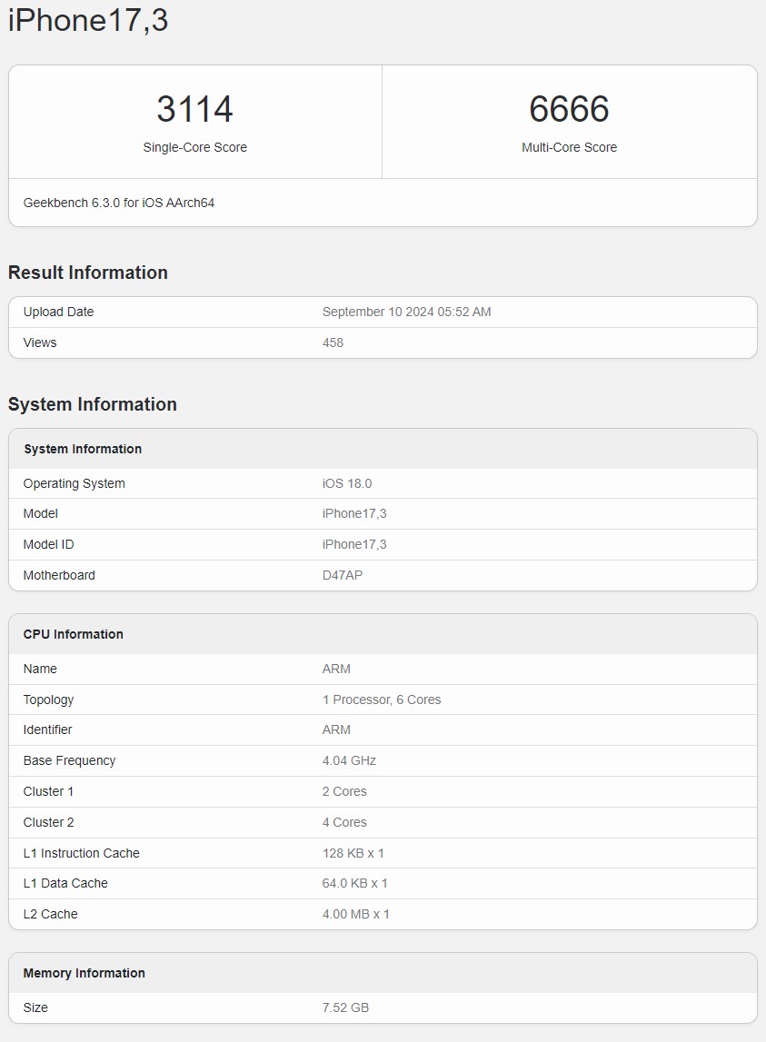 Test w Geekbench