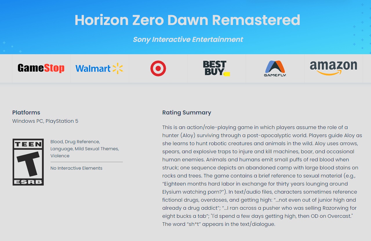 Horizon Zero Dawn Remastered