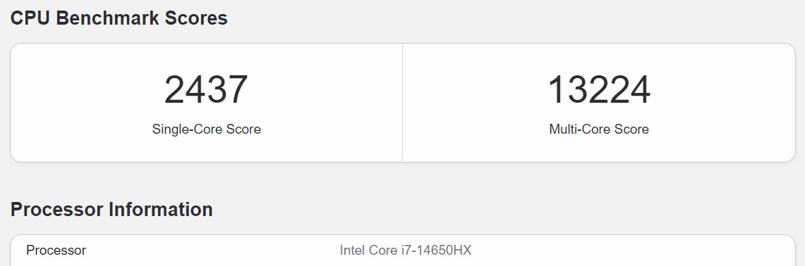 Wynik Core i7-14650HX