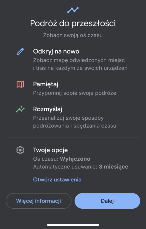 Oś czasu w Mapach Google