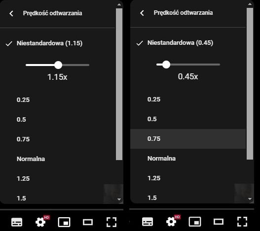 Precyzyjna zmiana prędkości w YouTube