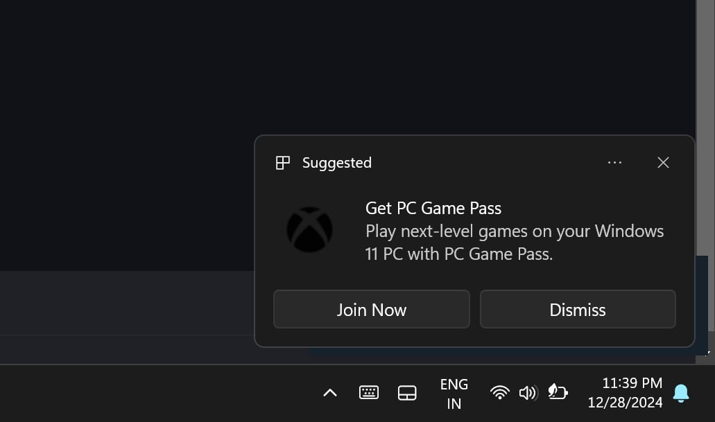 Windows 11 reklama Game Pass