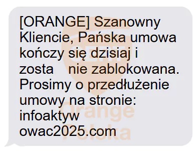 Orange fałszywa wiadomość SMS
