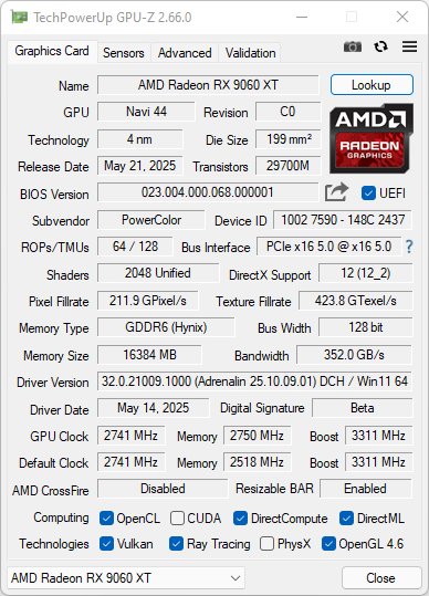 Test AMD Radeon RX 9060 XT 16 GB