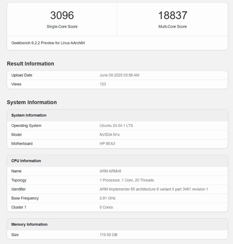 Benchmark NVIDIA N1X