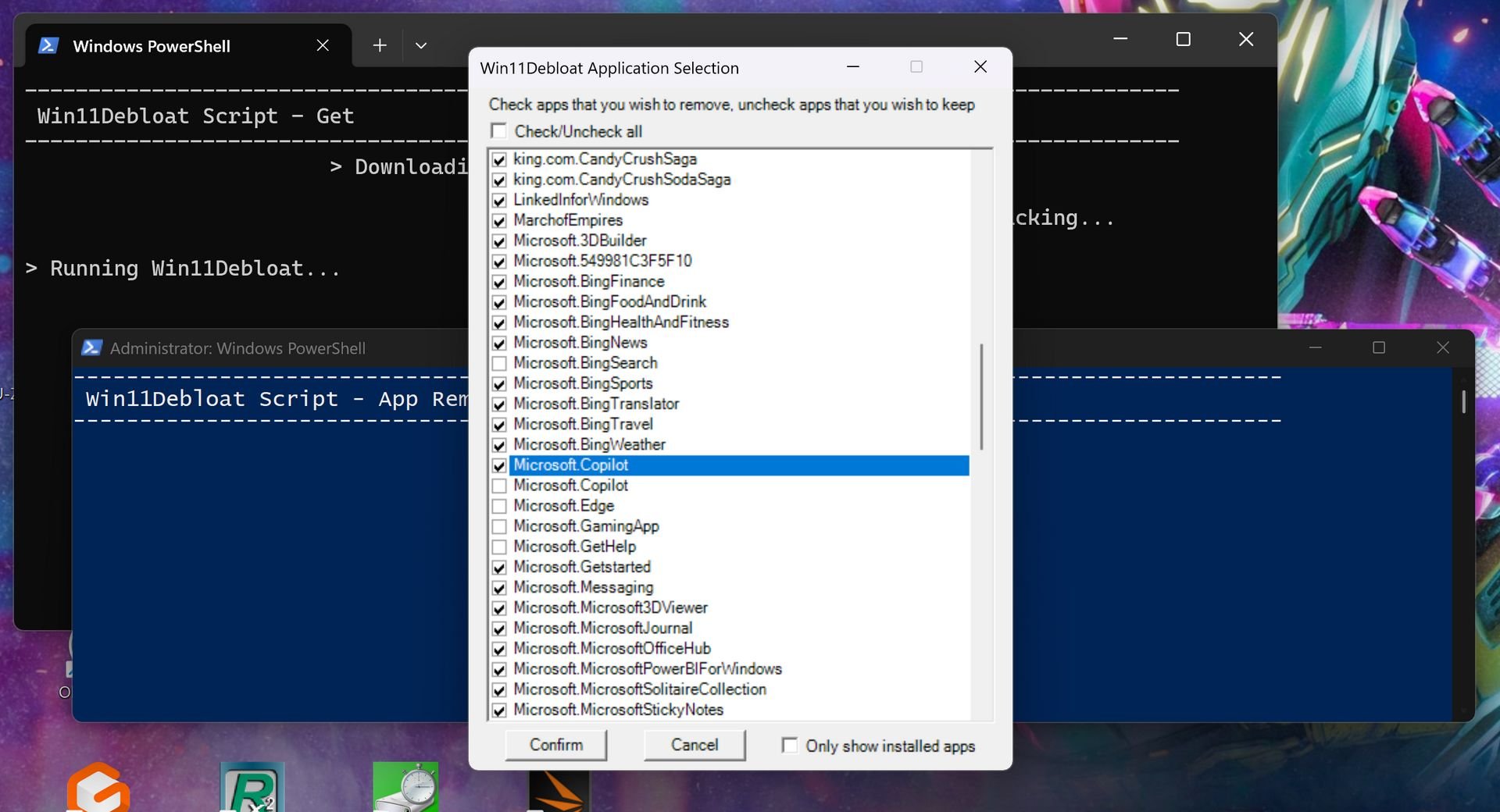 Usuwanie aplikacji za pomocą Windows11Deblout