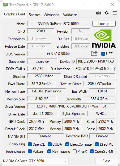 Test GeForce RTX 5050