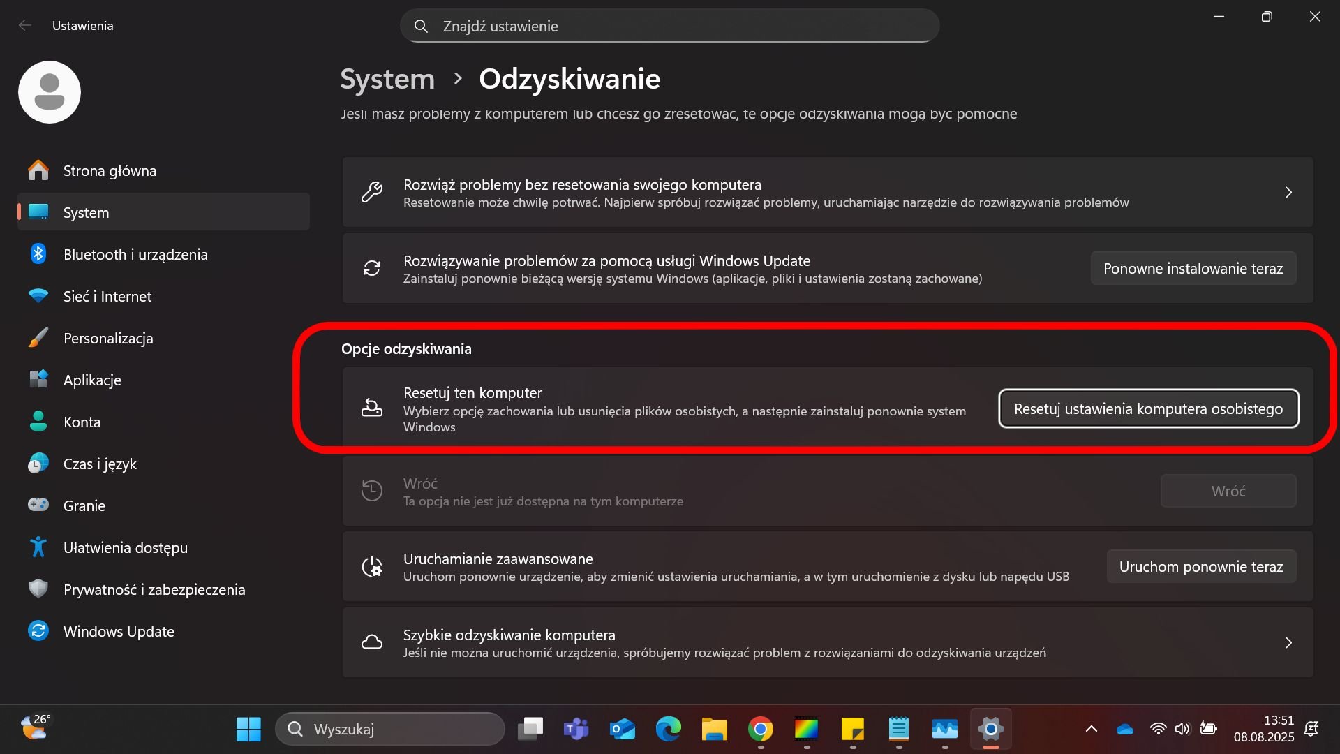 Szybka reinstalacja Windows