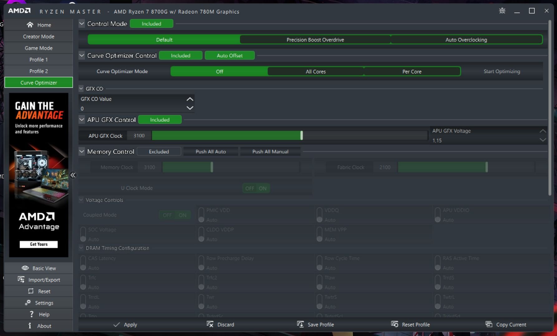 Undervolting w Ryzen Master