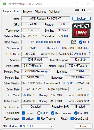 Test ASUS TUF GAMING Radeon RX 9070 XT OC. Elegancka karta ze świetnym chłodzeniem