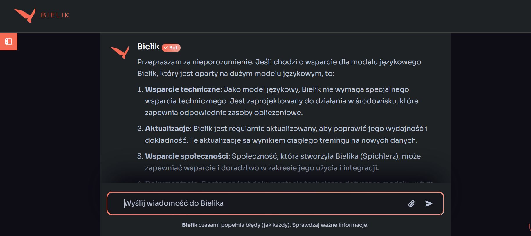 Bielik chat online